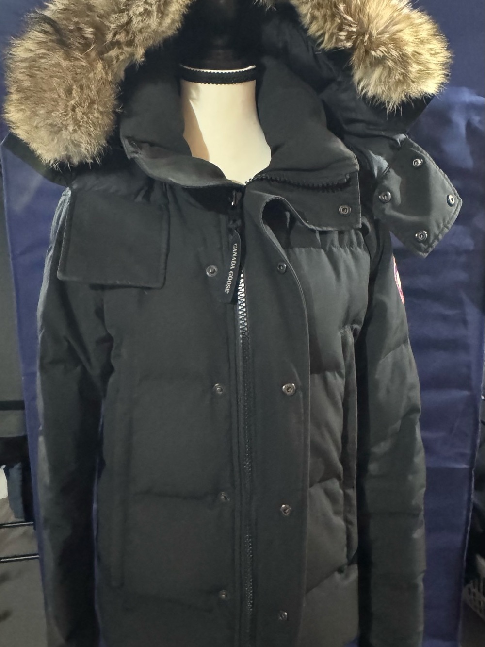 Canada Goose Black Down Puffer Jacket with Fur-Trim Hood